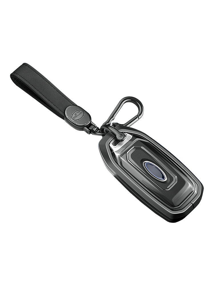 Custodia per chiave auto in TPU nero con fibbia, in lega di alluminio, per Ford.