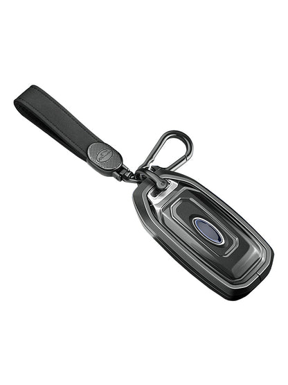 Custodia per chiave auto in TPU nero con fibbia, in lega di alluminio, per Ford.