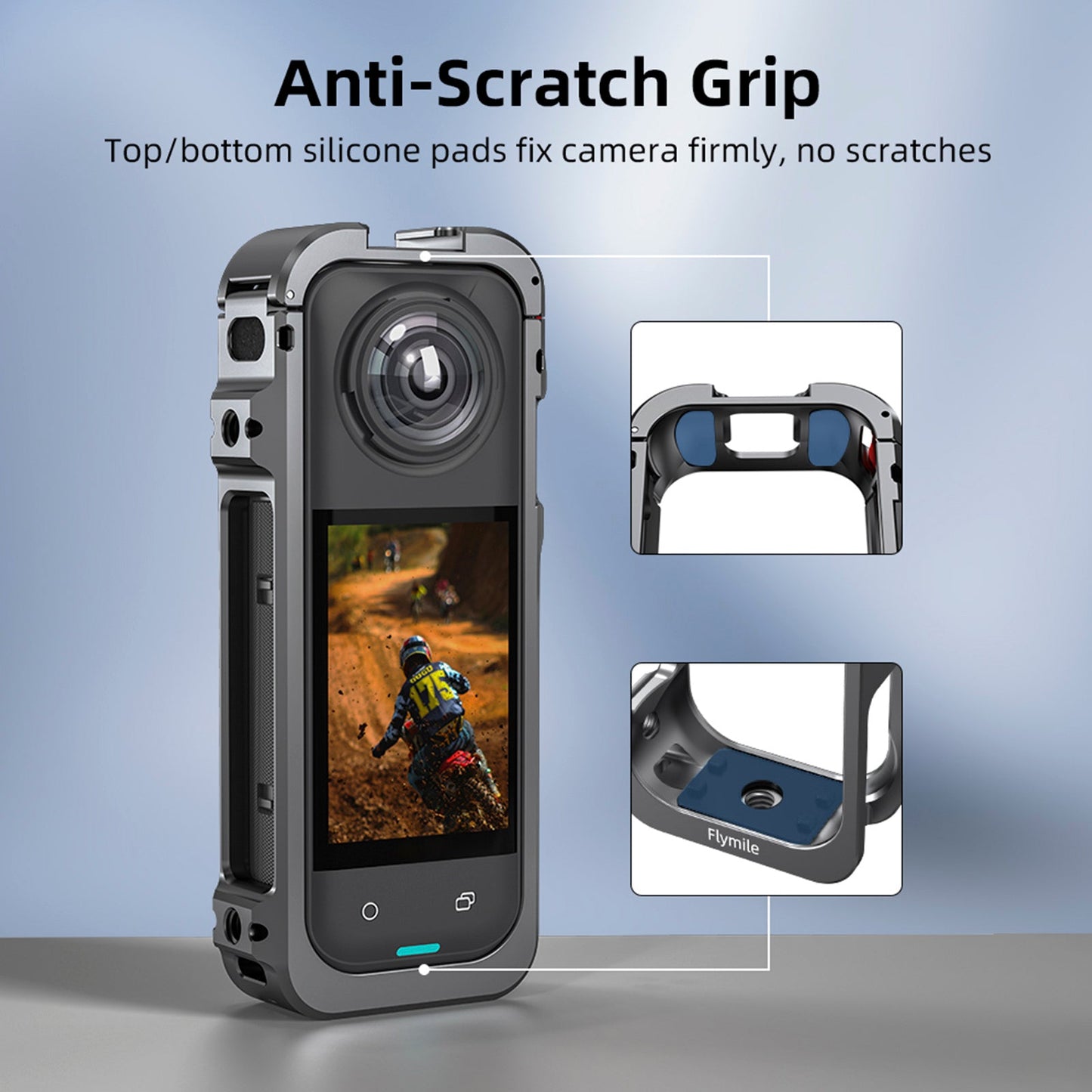 Telaio di supporto per Insta360 X5, custodia protettiva in silicone, protezione per l'obiettivo.