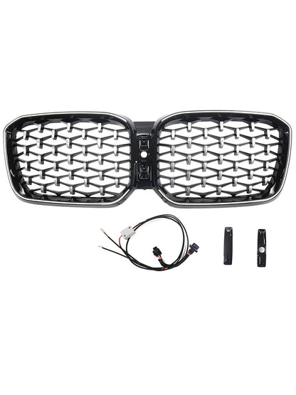 Griglia a rene per paraurti anteriore diamantata BMW X3 G01 X4 G02 2022-2025 cromata