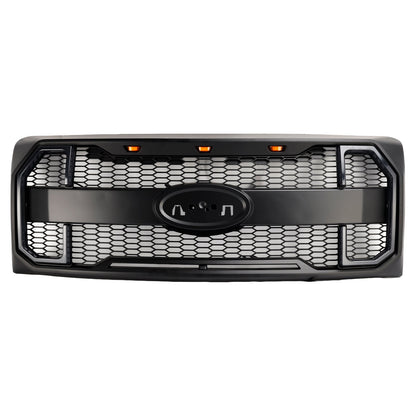 Griglia paraurti anteriore stile Raptor nero opaco Ford F150 2009-2014 con LED
