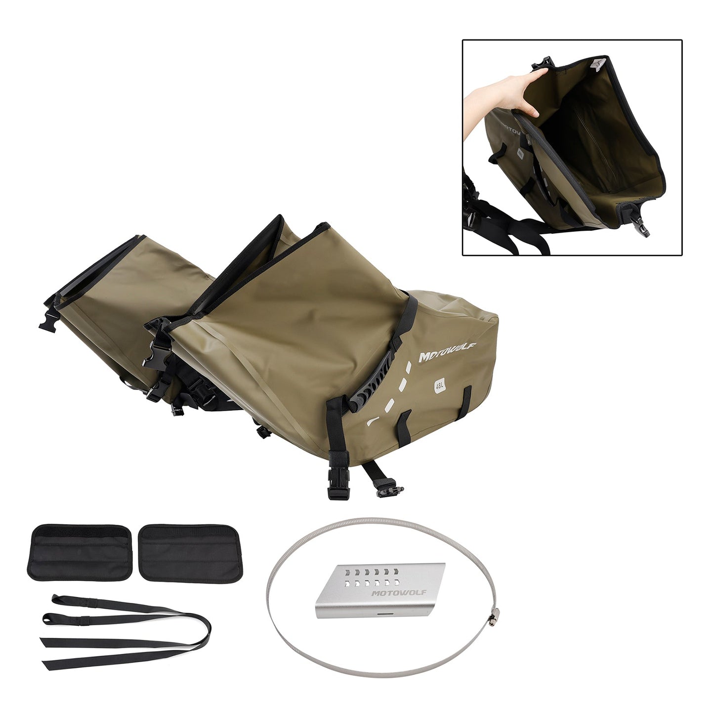 Borsa da sella laterale, colore abbinato, 86 l, verde, per scooter e moto.