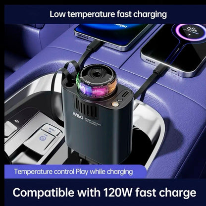 Caricabatterie per auto super veloce da 120 W con cavo retrattile Caricabatterie intelligente per deodoranti per ambienti