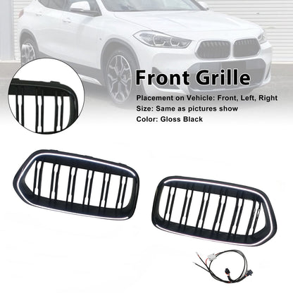 Griglia paraurti anteriore nera a doppia lamella per BMW Serie X2 F39 2018-2023.