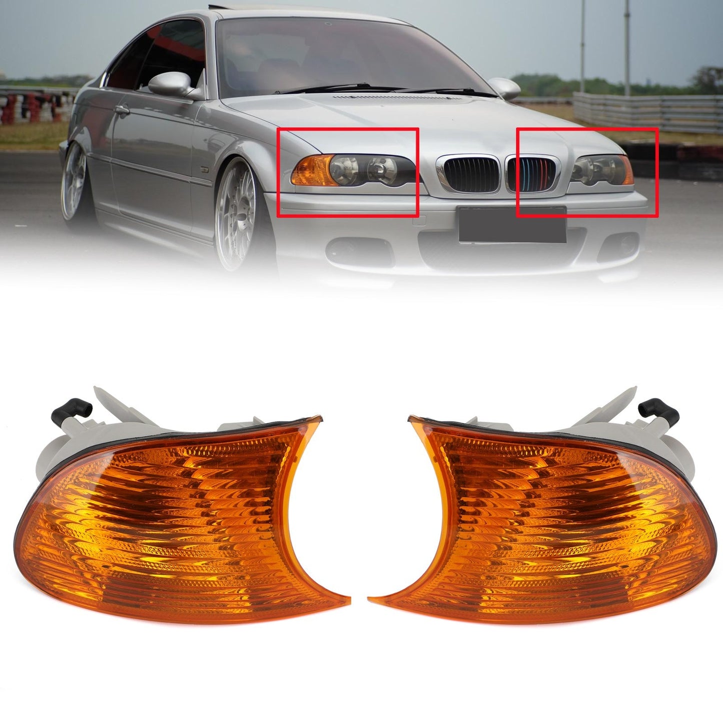 Coppia di luci laterali ambrate per BMW Serie 3 E46 Coupé 1998-2001 63126904299