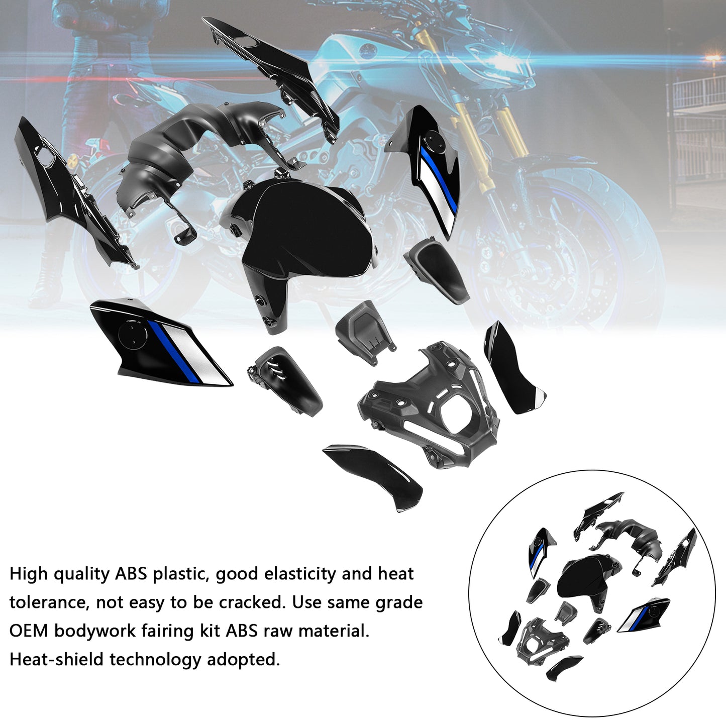 Kit carena carrozzeria iniezione ABS per Yamaha MT-09 / MT-09 SP 2021-2023