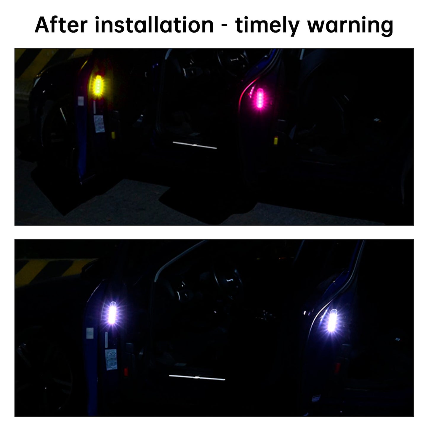 4 pezzi di luce di sicurezza per decorazione portiera auto, luce lampeggiante di avvertimento con rilevamento automatico