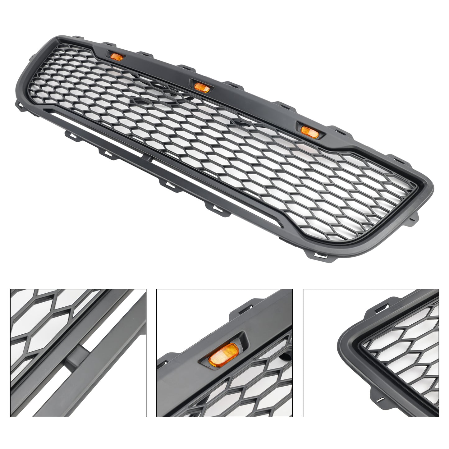 Griglia paraurti anteriore a nido d'ape nera opaca stile Raptor per Ford F150 1999-2003 con LED