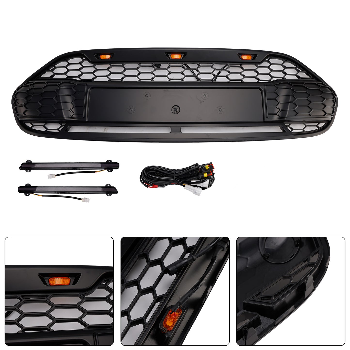 Griglia paraurti anteriore nera Ford Transit Connect 2014-2018 con LED
