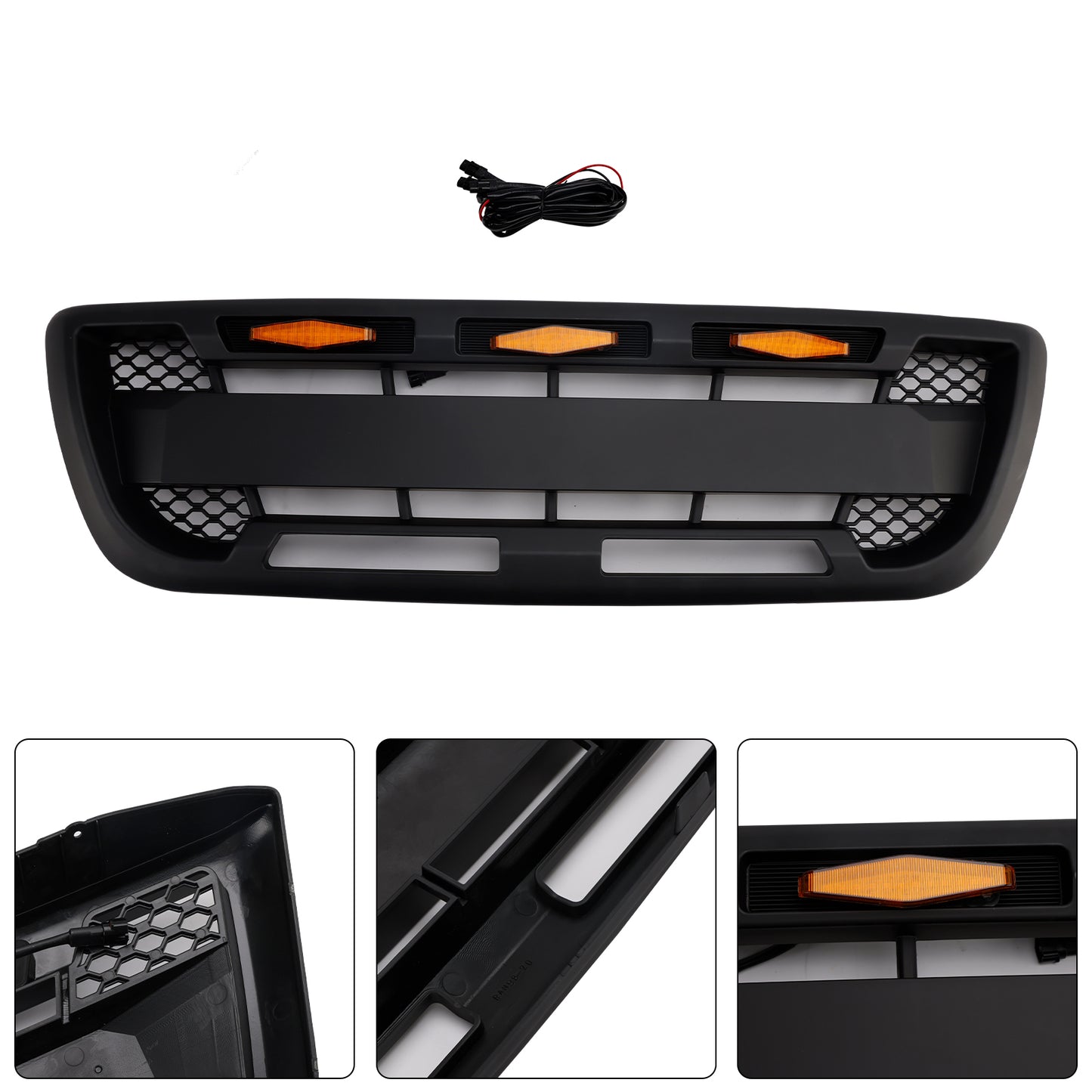 Griglia paraurti anteriore nera opaca Ford Ranger 1998-2000 con luce a LED