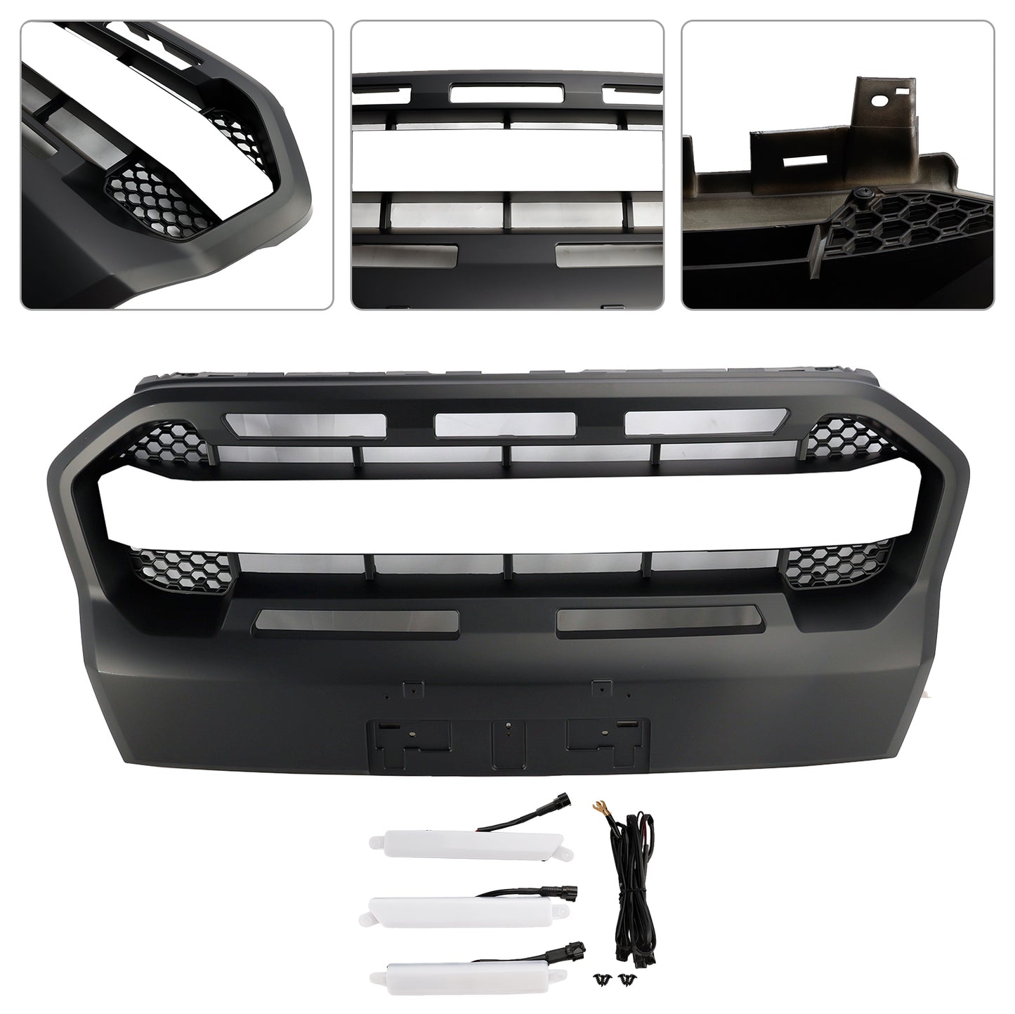Grill per paraurti anteriore in stile Raptor per Ford Ranger 2019-2023 T8 W/LED