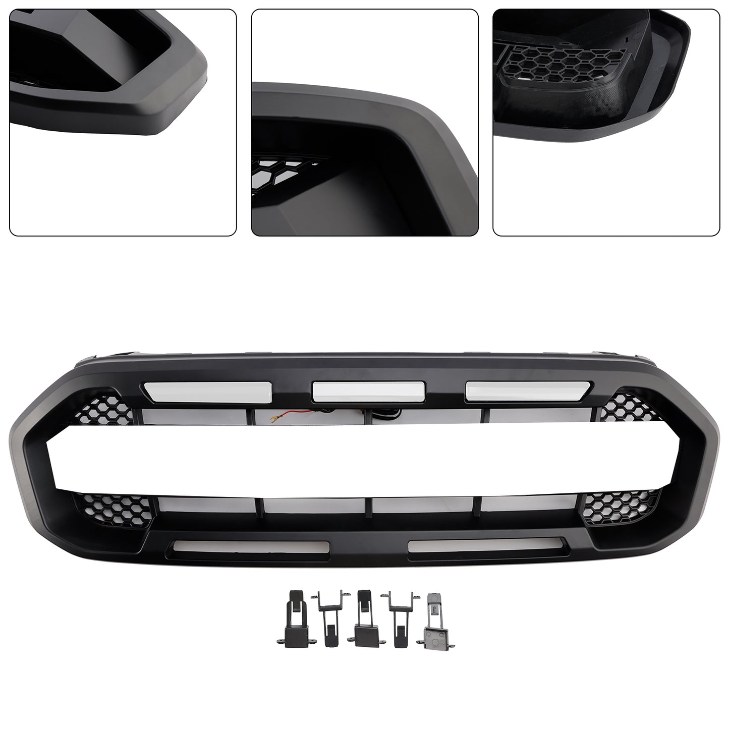 Griglia paraurti anteriore Raptor Style adatta per Ford Ranger 2019-2023, nera