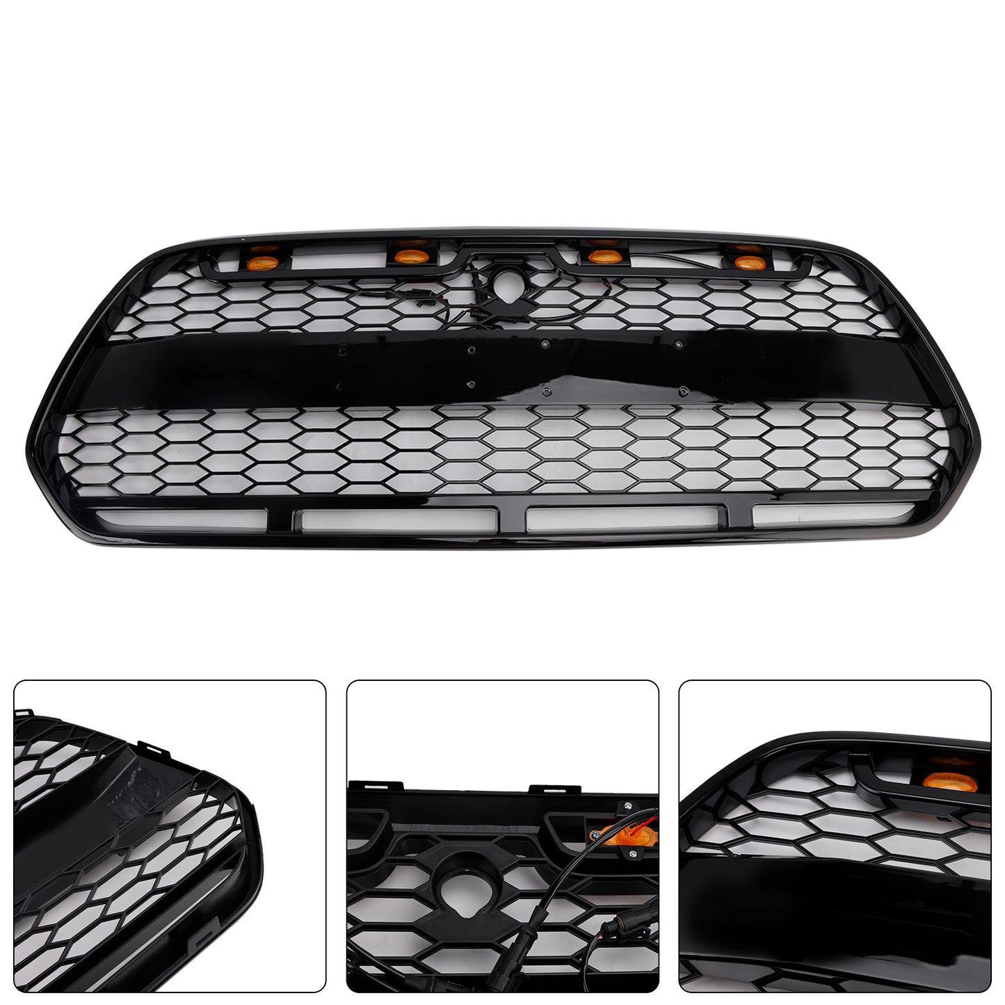 Griglia paraurti anteriore nera lucida Ford Transit MK8 Raptor 2015-2018 con LED