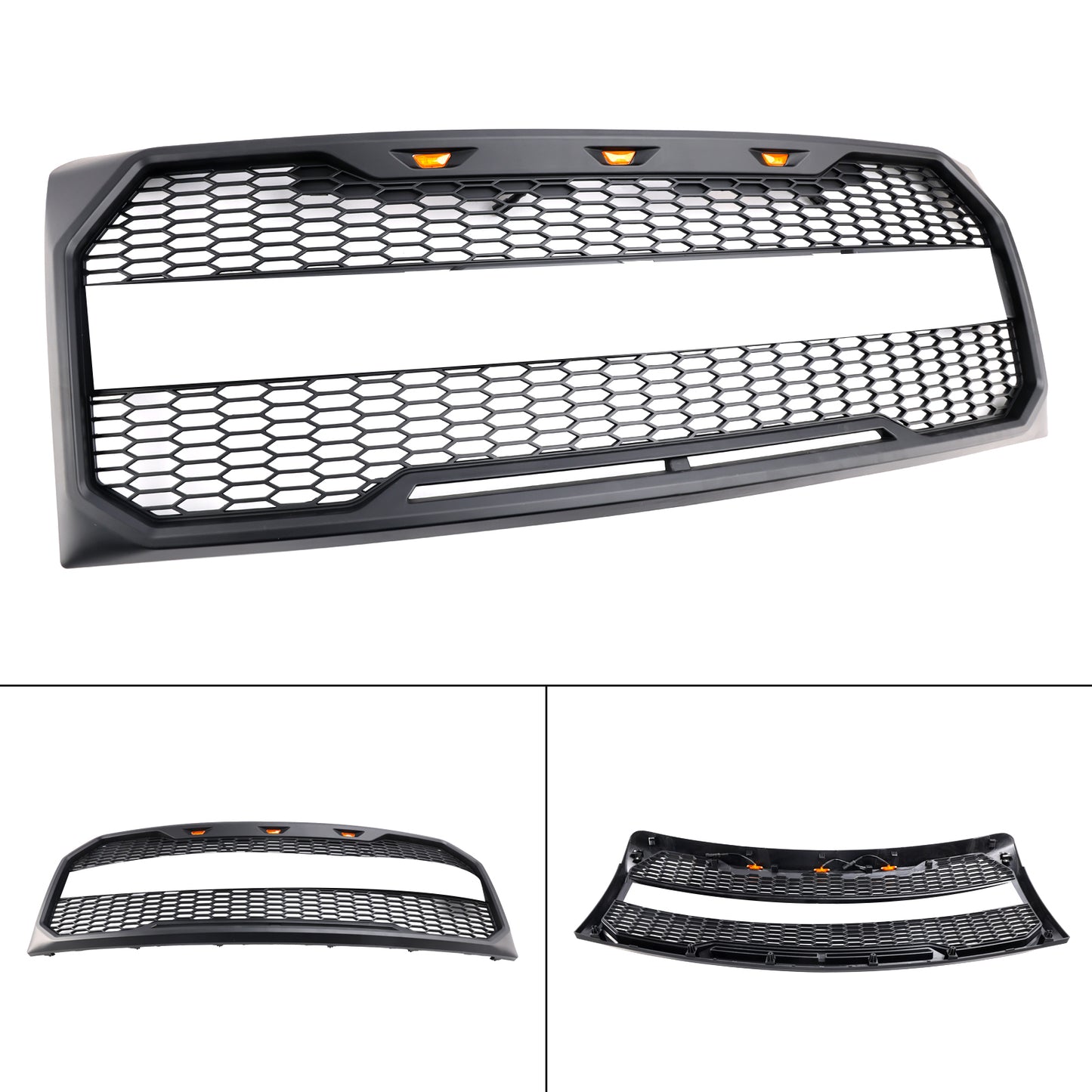 Grill per paraurti anteriore in stile Raptor con LED per Ford F150 2009-2014 Nero