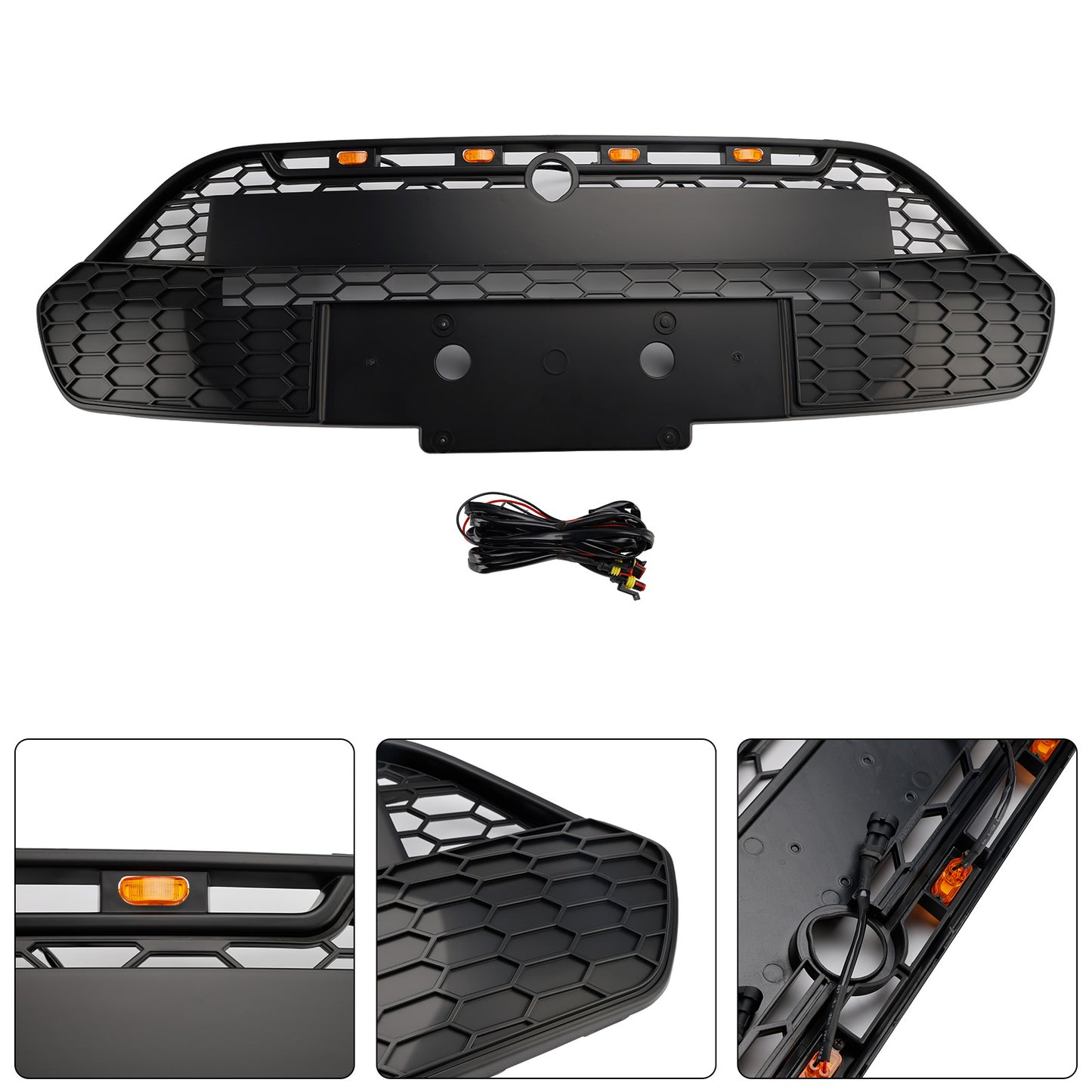2013-2017 Ford Transit Custom Griglia per paraurti anteriore nera opaca con LED