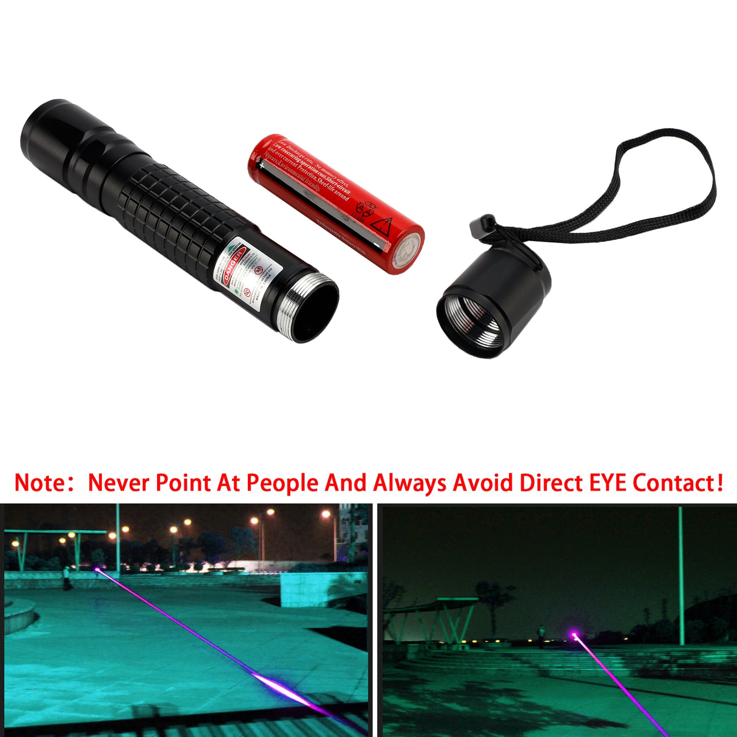 Tactical 405nm Green Purple 18650 Laser Pointer Pen Visible Beam Light Lazer