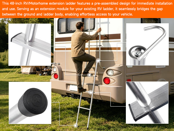 Estensione universale per scala RV in alluminio da 48"" 503L per tutte le scale RV con tubo da 1""