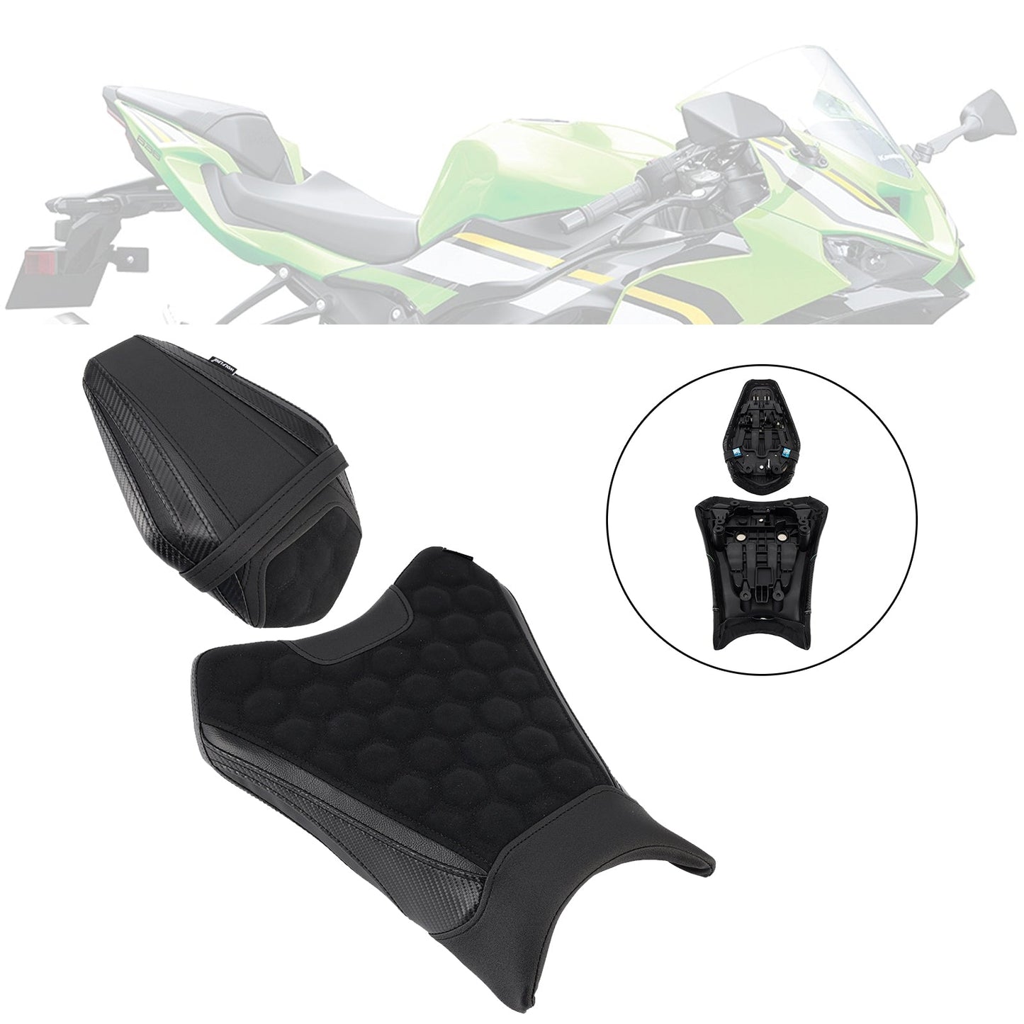 Kit cuscini passeggero Raider anteriori e posteriori per BMW R1300GS 2024-2025, colore nero.