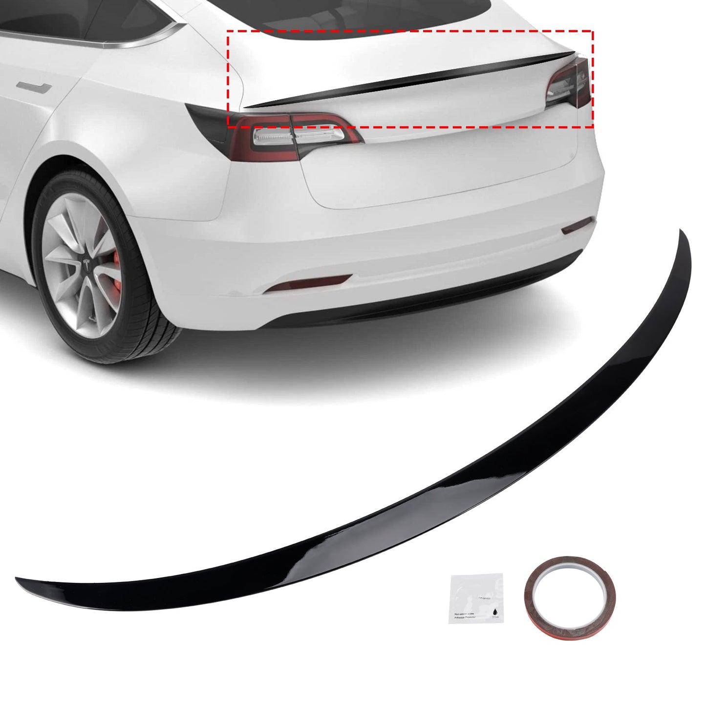Spoiler posteriore nero lucido per Tesla Model 3 17-23, stile originale di fabbrica