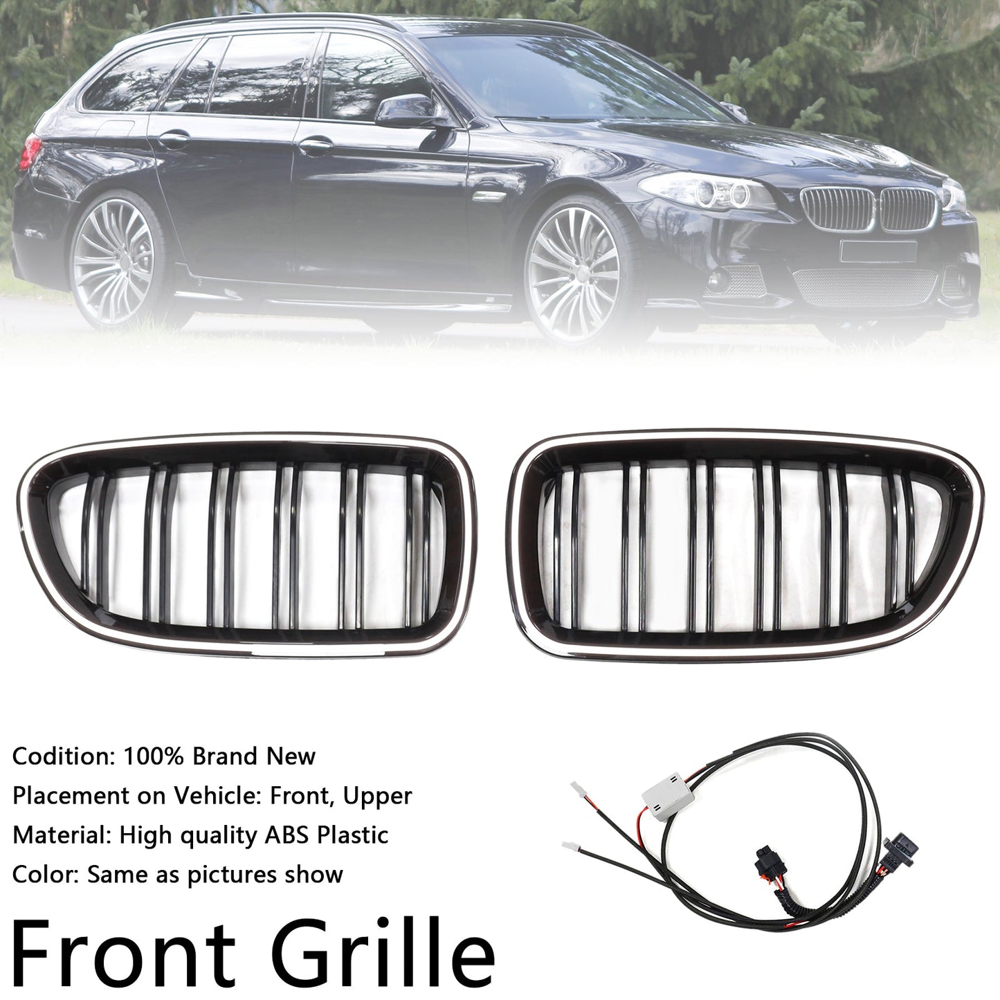 11.2009-02.2017 BMW Serie 5 F11 Touring Rene Paraurti Griglia Griglia Nero Lucido 51137203649 51137203203