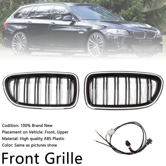 Griglia paraurti rene adatta per BMW Serie 5 F10 F11 2010-2016 Nero lucido 51137203649 51137203203