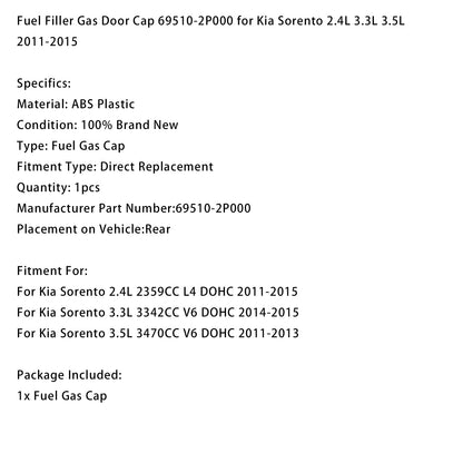 Tappo dello sportello del serbatoio del carburante 69510-2P000 per Kia Sorento 2.4L 3.3L 3.5L 2011-2015
