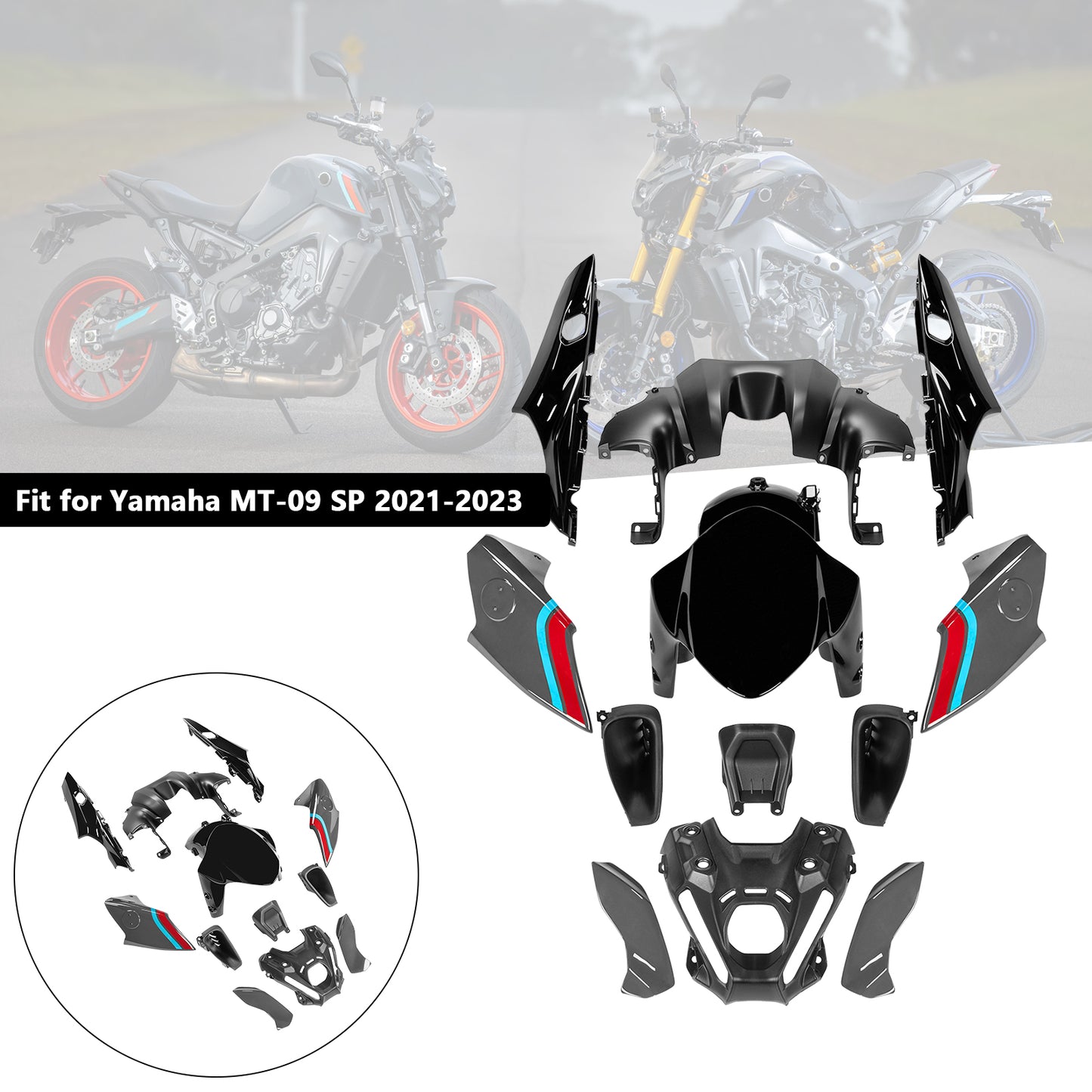 Kit carena carrozzeria iniezione ABS per Yamaha MT-09 / MT-09 SP 2021-2023