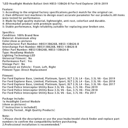 Unità di controllo del modulo fari a LED HB53-13B626-B per Ford Explorer 2016-2019