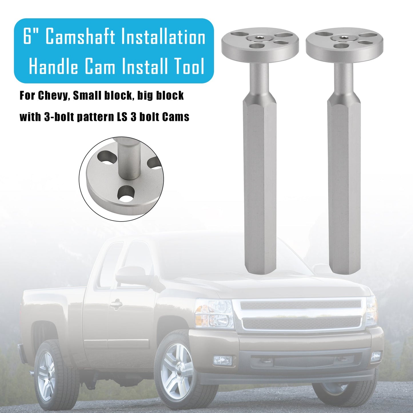 2x 6"" Maniglia di installazione dell'albero a camme Strumento di installazione della camma per Chevy con schema a 3 bulloni