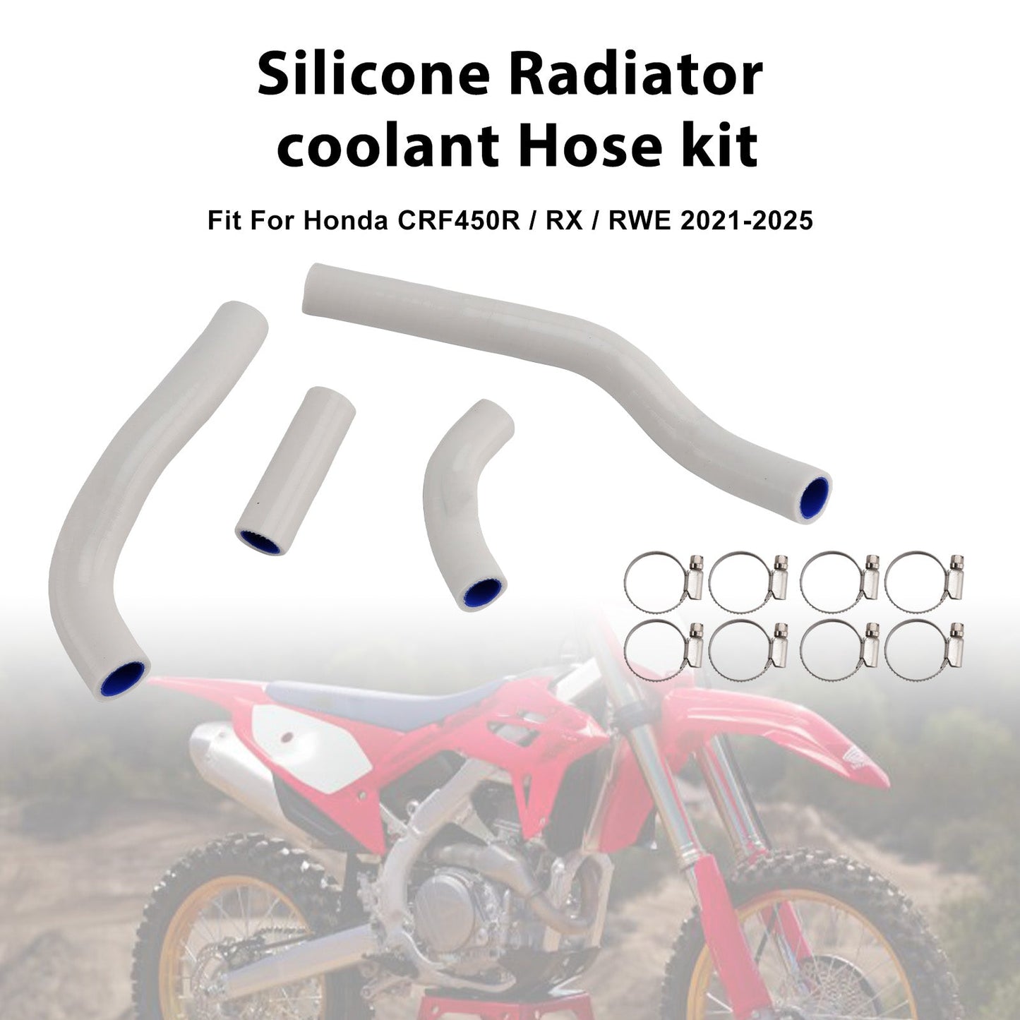 Kit di tubi flessibili in silicone per il liquido di raffreddamento del radiatore, compatibile con Honda CRF450R RX RWE 21-25