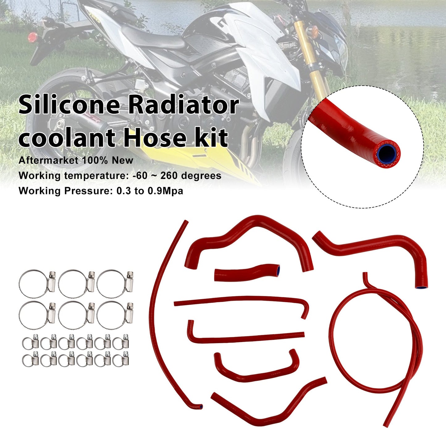 Kit di tubi flessibili in silicone per il liquido di raffreddamento del radiatore per Suzuki GSX-S750/Z 2017-2025