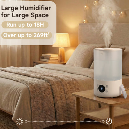 Umidificatore 4L per camera, baby e piante, silenzioso, con ugello a 360°, spegnimento automatico e luce colorata