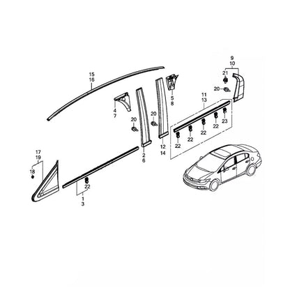 Modanatura per gocciolatoio del tetto, lato sinistro e destro, in gomma, 2 pezzi, per Honda Civic 4 porte 2012-2015