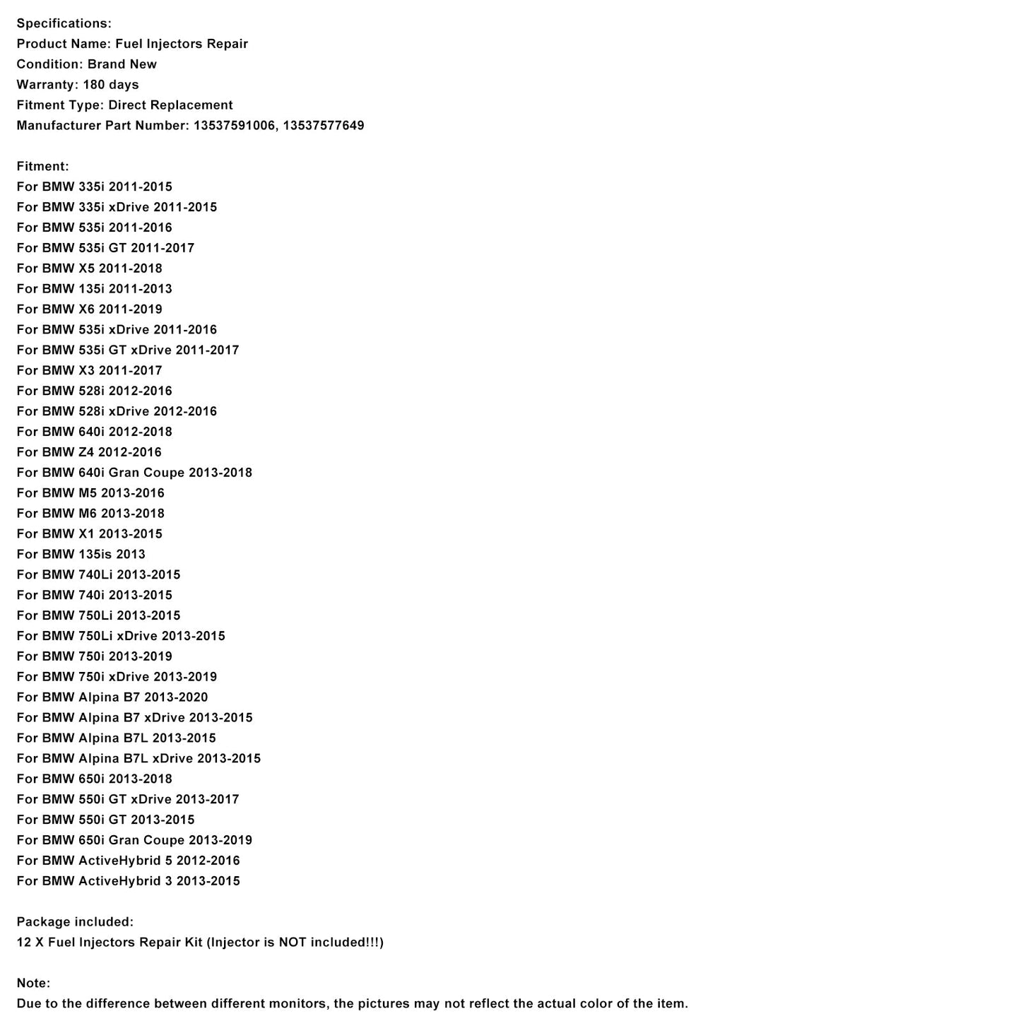 12 pezzi Guarnizione e elemento per iniettore di carburante per BMW 335i 340i 528i N20 B38 N55