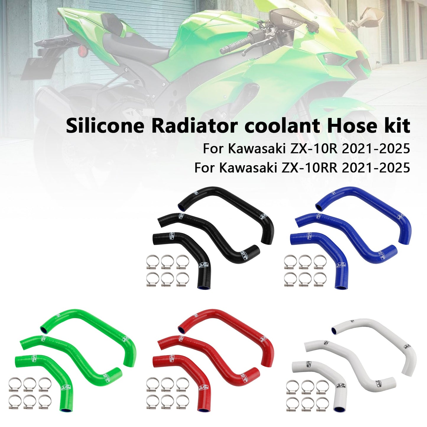 Tubo flessibile del liquido di raffreddamento del radiatore in silicone Kawasaki ZX10R ZX-10RR 2021-2025