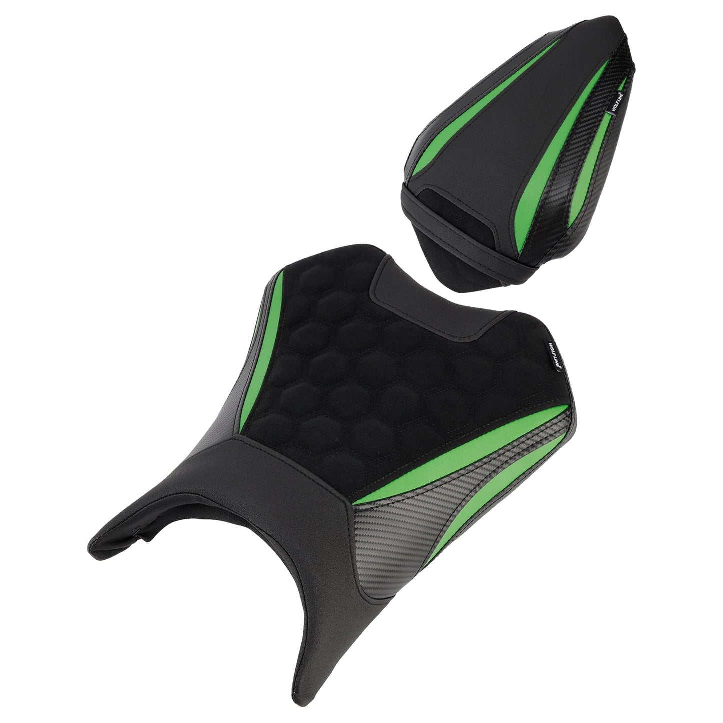 Kit cuscini passeggero anteriore e posteriore Raider per Kawasaki Ninja 500 Z500 2024-2025, colore nero.