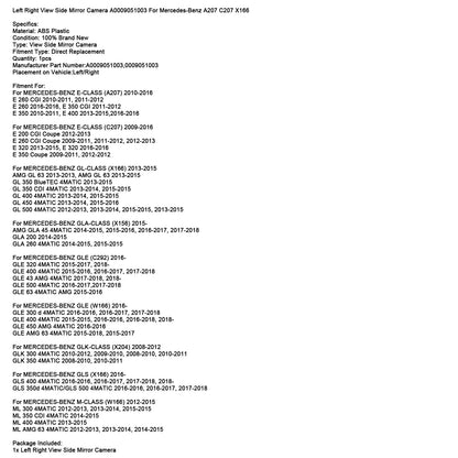 2013-2015 MERCEDES-BENZ CLASSE GL (X166) GL 400 4MATIC Telecamera specchietto laterale sinistro destro A0009051003