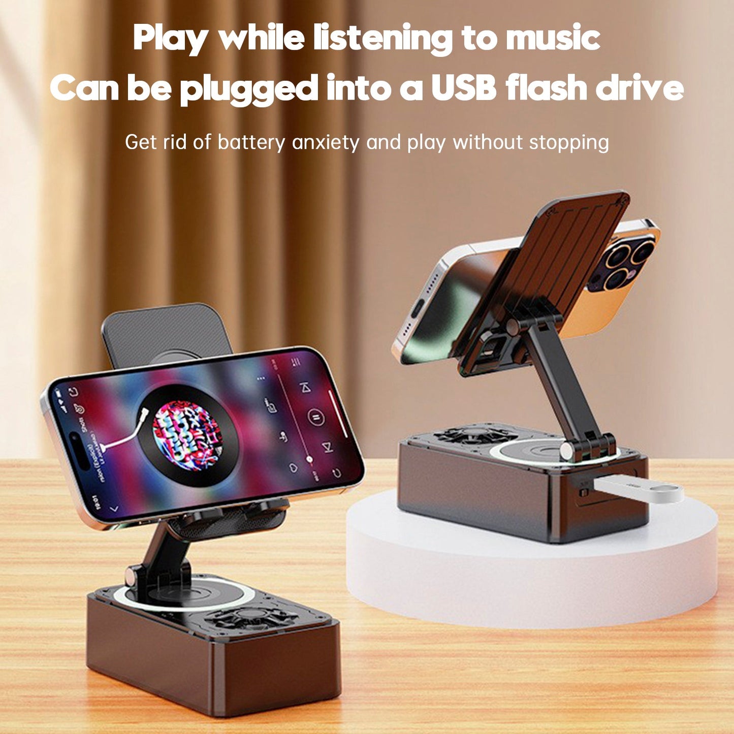 Supporto per telefono 4 in 1 Altoparlante Bluetooth Caricabatterie wireless Power Bank Desktop Live