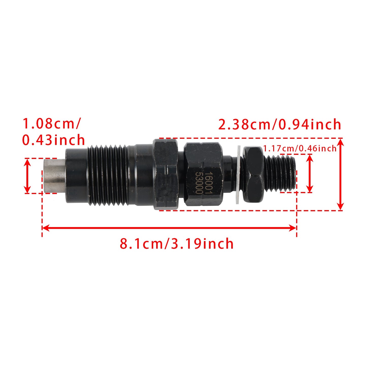 Iniettore di carburante 3 pezzi per motore Kubota D722 D782 BX2230D 16001-53000 H1600-53000