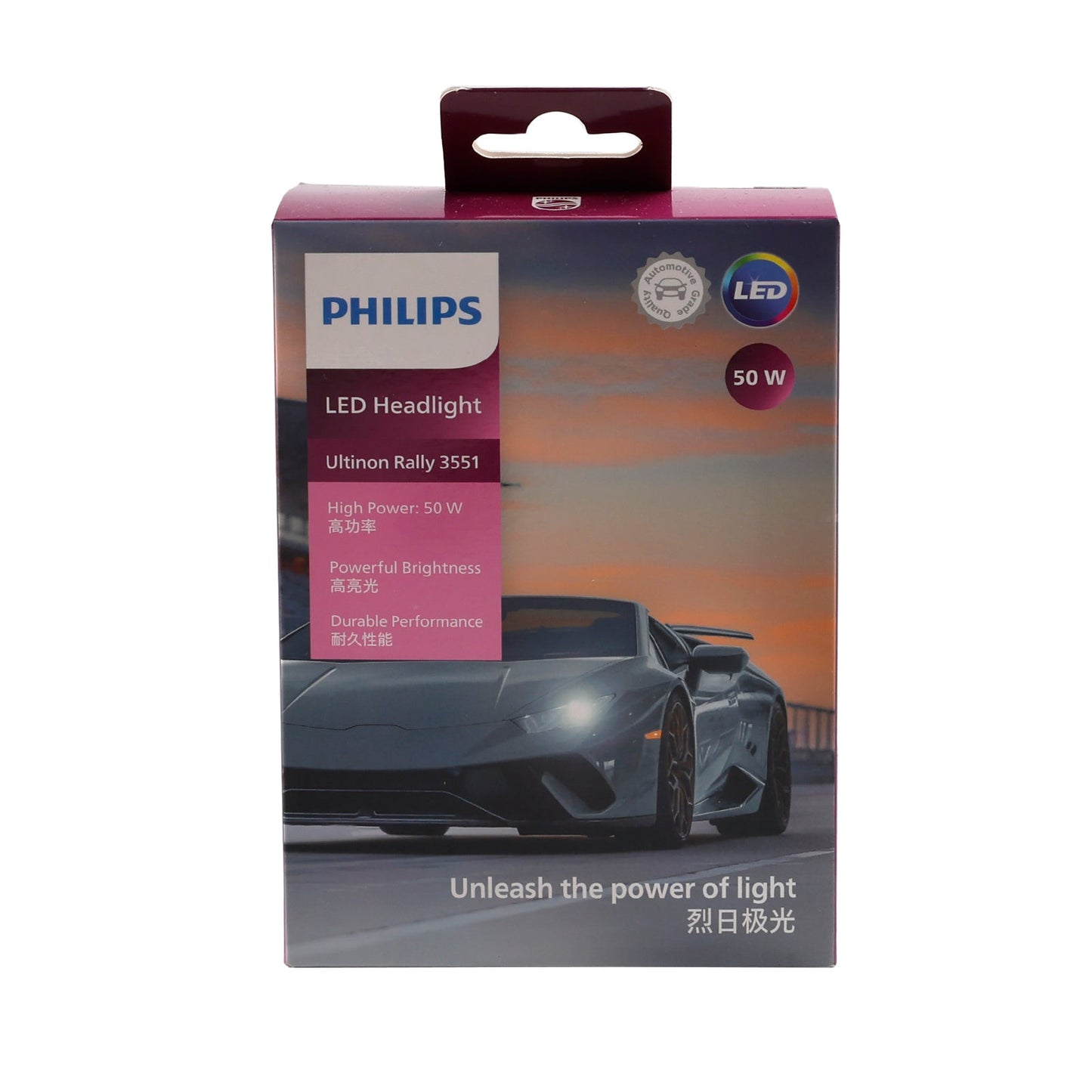 Luce auto LED-HL Ultinon Rally3551 H4 11342U3551 12/24V 50W 6500K per PHILIPS