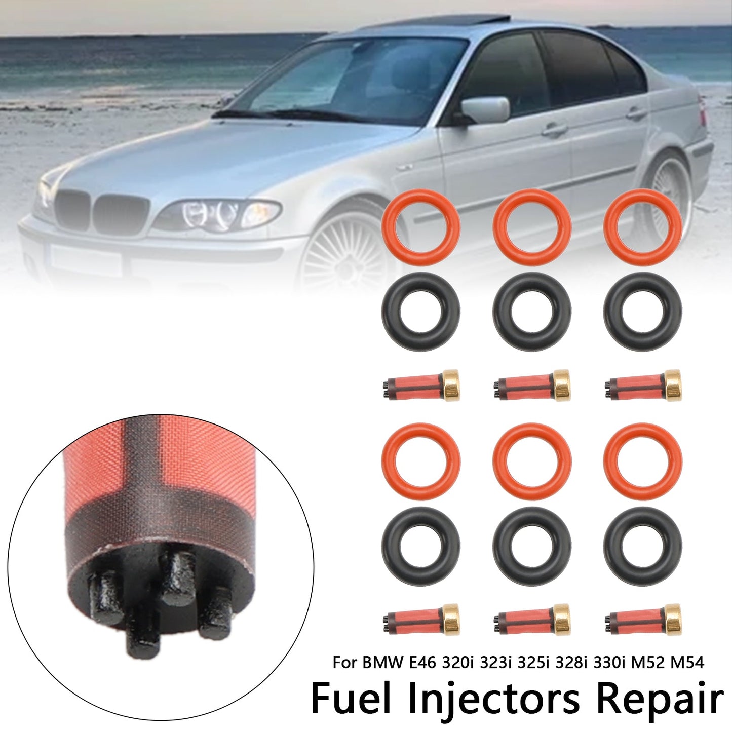 BMW E46 320i 323i 325i 328i 330i M52 M54 Kit di riparazione iniettori carburante 13537546244 13641437487
