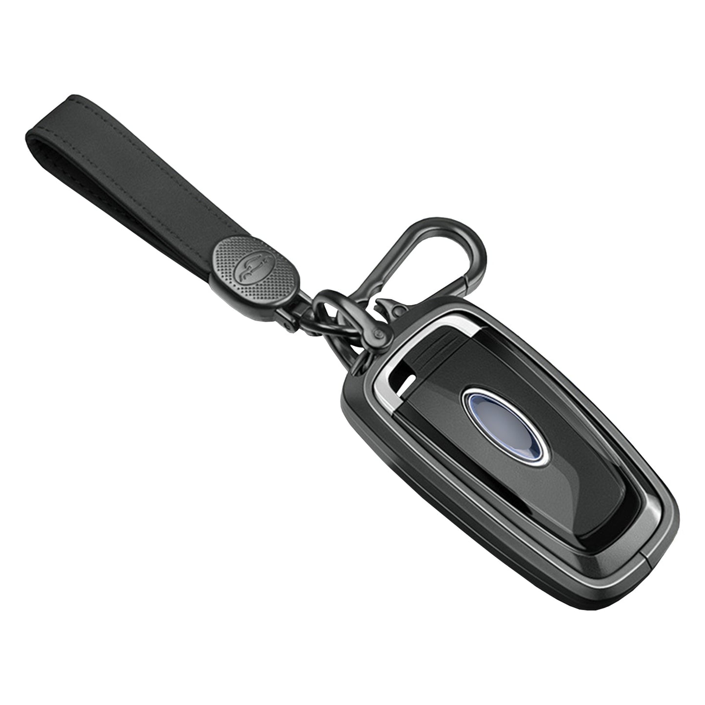Custodia per chiave auto in TPU nero con fibbia, in lega di alluminio, per Ford.