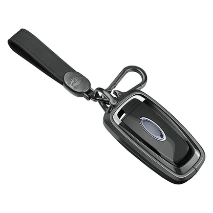 Custodia per chiave auto in TPU nero con fibbia, in lega di alluminio, per Ford.