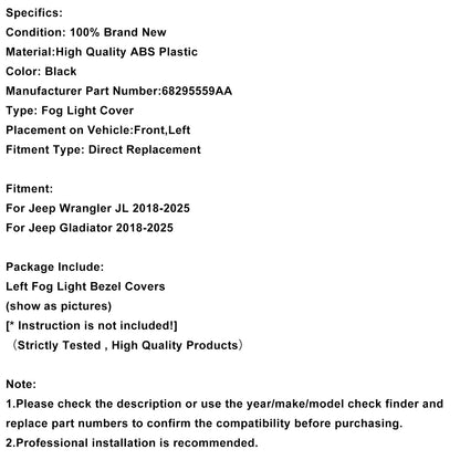 Cornice fendinebbia sinistra per Wrangler JL Gladiator 2018-2025 eep J68295559AA