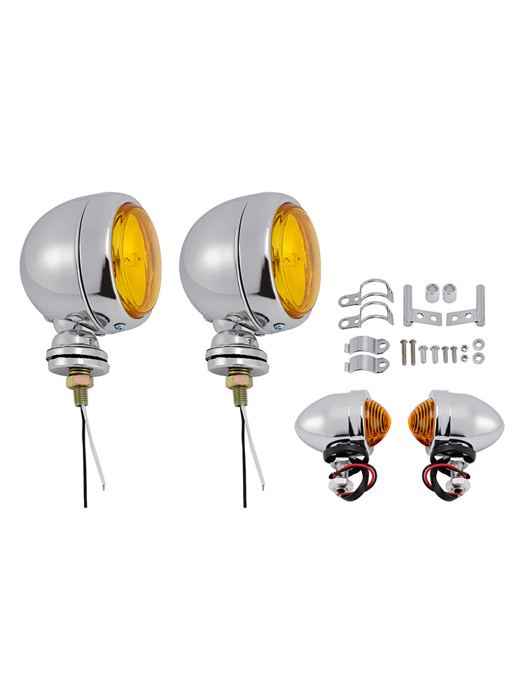 Faro fendinebbia cromato personalizzato per moto #D20 per Bobber Chopper da corsa