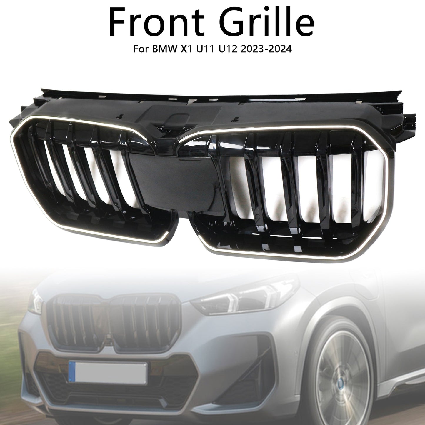 2023-2024 per BMW X1 U11 U12 Grilla a paraurti anteriore nero lucido