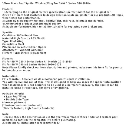 Spoiler posteriore per tetto nero lucido per BMW Serie 3 G20 G80 2018+