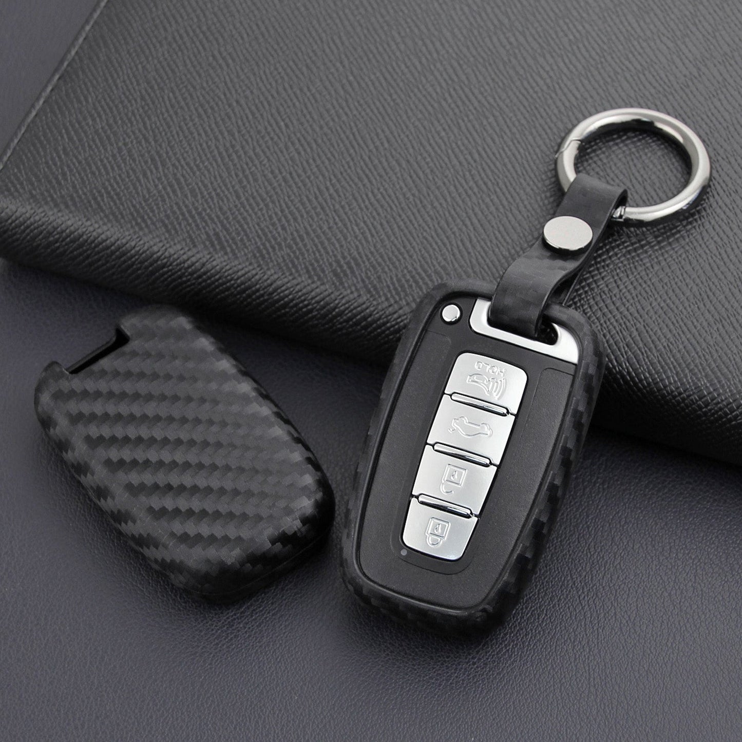 Custodia in pelle e silicone per chiave auto con fibbia per Hyundai e Smart (vecchie e vecchie)