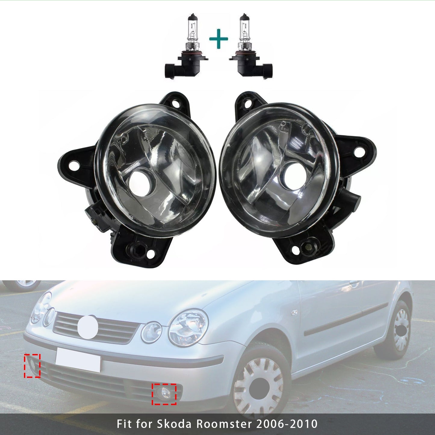 Coppia di fendinebbia anteriori con lampadine per VW Transporter T5 e Caravelle 2003-2010