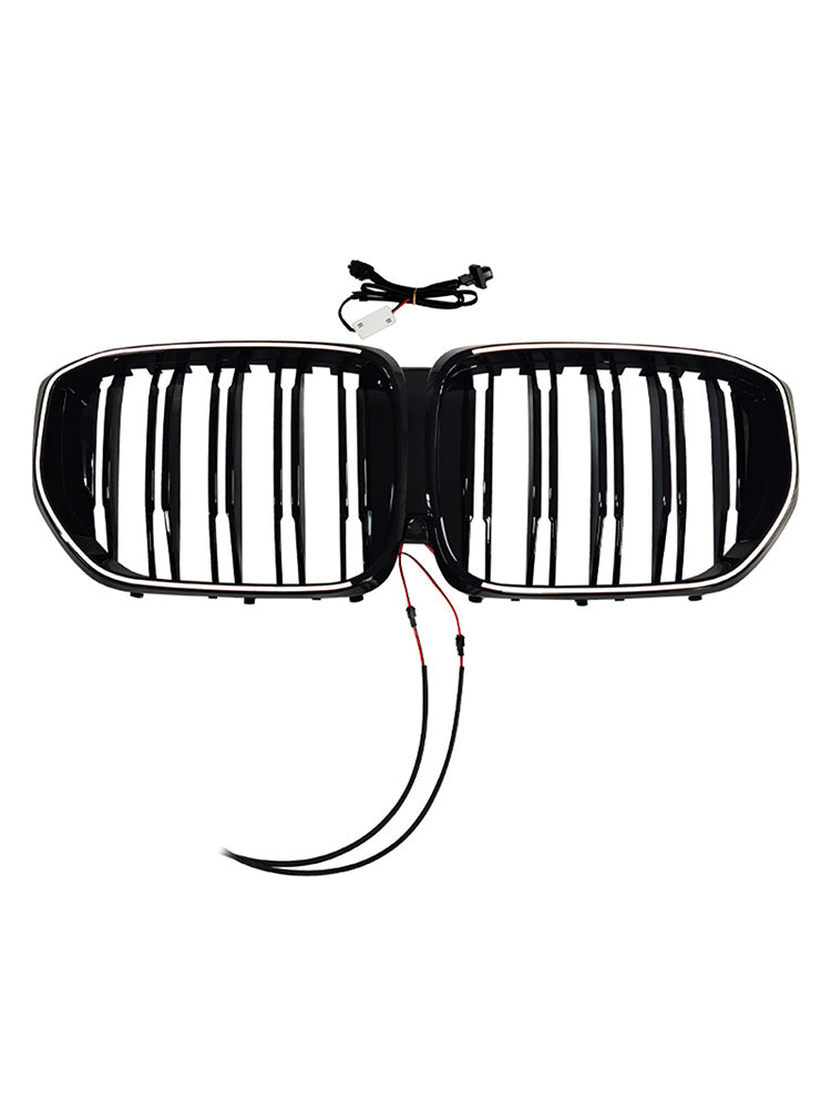 Griglia paraurti anteriore nera a doppia linea con LED per BMW G05 LCI X5 2024+
